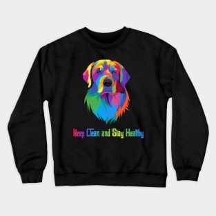 Colorful dog keep clean and stay healthy Crewneck Sweatshirt